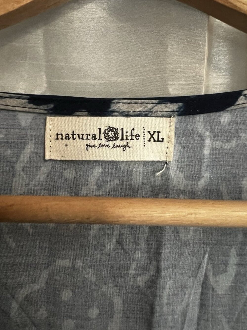 Natural Life Avery Button Front Midi Dress XL Pockets Blue Shibori Boho Indie. - Picture 5 of 7